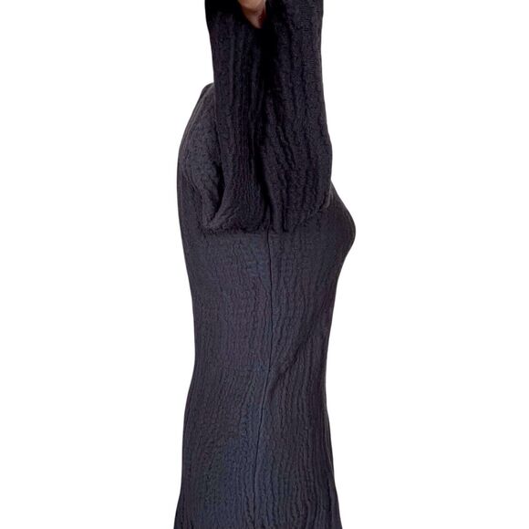 & OTHER STORIES Textured Fit & Flare Dress Size Medium 3/4 Sleeve Black LBD EUC - Picture 11 of 16